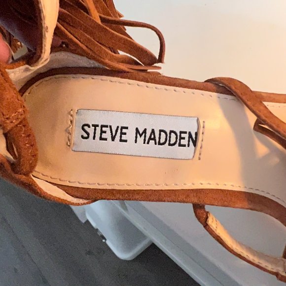 Steve Madden Brown Fringly Suede Heels - Picture 6 of 8